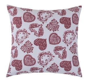 Bellatex Polštářek DITA 45x45 cm Srdce krajkové vínová, šedá