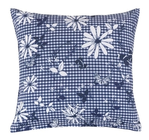 Bellatex Polštářek DITA 45x45 cm Kostička s květem modrá