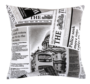 Bellatex Polštářek EMA 45x45 cm Noviny černá, bílá