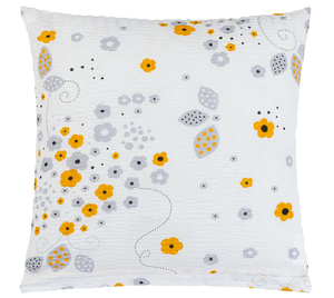 Bellatex Povláček krepový 40x40 cm Kytička šedá, žlutá