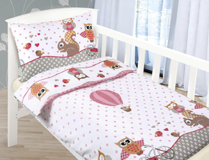 Bellatex Dětské povlečení bavlna Beáta 100x135, 45x60 cm Sovička růžová