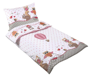 Bellatex Dětské povlečení bavlna Agáta 90x135, 45x60 cm Sovička růžová