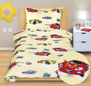 Bellatex povlečení bavlna závodní auta žlutá 140x200+70x90 cm 