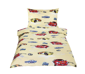 Bellatex Povlečení bavlněné Junior 140x200, 70x90 cm Závodní auto žlutá