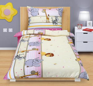 Bellatex Povlečení bavlněné Junior 140x200, 70x90 cm Safari růžová
