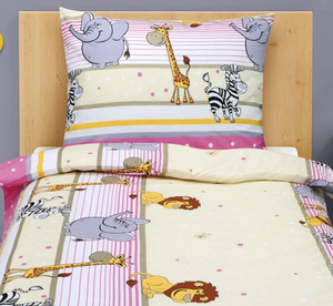 Bellatex Povlečení bavlněné Junior 140x200, 70x90 cm Safari růžová