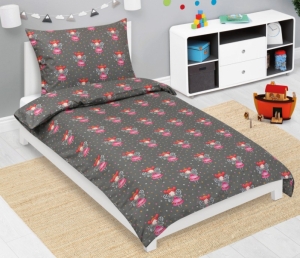 Bellatex Povlečení bavlněné Junior 140x200, 70x90 cm Víla šedá, růžová