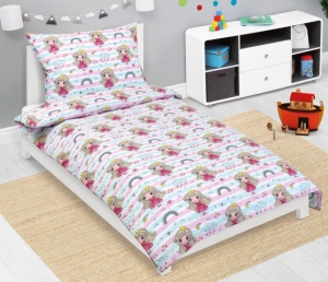 Bellatex Povlečení bavlněné Junior 140x200, 70x90 cm Princezna s duhou růžová