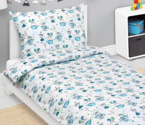 Bellatex Povlečení bavlněné Junior 140x200, 70x90 cm Myška v hrnečku modrá