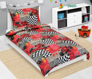 Bellatex Povlečení bavlněné Junior 140x200, 70x90 cm Formule červená, šedá