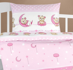 Bellatex Dětské povlečení bavlna Agáta 90x135, 45x60 cm Medvíďata růžová
