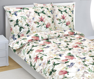 Bellatex Povlečení bavlněné 140x200, 70x90 cm Magnolie růžová, zelená