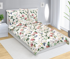 Bellatex Povlečení bavlněné 140x200, 70x90 cm Magnolie růžová, zelená