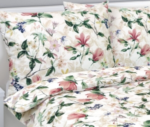 Bellatex Povlečení bavlněné 140x200, 70x90 cm Magnolie růžová, zelená