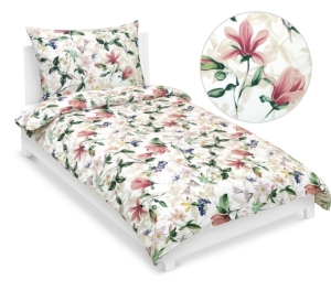 Bellatex Povlečení bavlněné 140x200, 70x90 cm Magnolie růžová, zelená