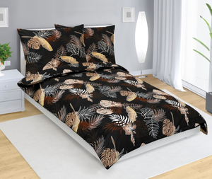 Bellatex Povlečení bavlněné 140x200, 70x90 cm Monstera tmavě hnědá