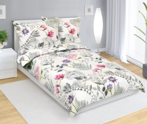Bellatex Povlečení bavlněné 140x200, 70x90 cm Magnolie Šedá,Smetanová,Růžová