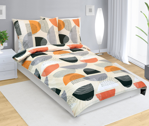 Bellatex Povlečení bavlněné 140x200, 70x90 cm Půplkruh oranžová, šedá