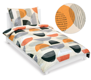 Bellatex Povlečení bavlněné 140x200, 70x90 cm Půplkruh oranžová, šedá