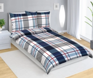 Bellatex Povlečení bavlněné 140x200, 70x90 cm Kostka Modrá,Šedá