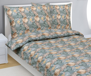 Bellatex Povlečení bavlněné 140x200, 70x90 cm Monstera, růže šedá, béžová, žlutá