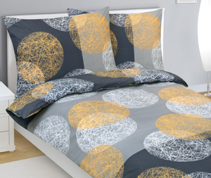 Bellatex Povlečení bavlněné 140x200, 70x90 cm Koule Oranžová,Šedá