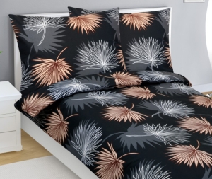 Bellatex Povlečení bavlněné 140x200, 70x90 cm Palmový list Béžová,Bílá,Černá