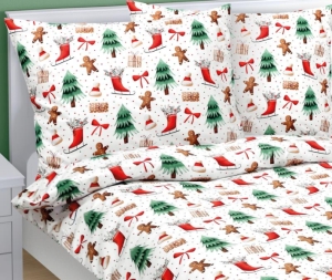 Bellatex Povlečení bavlněné Vánoce 140x200, 70x90 cm Perníček