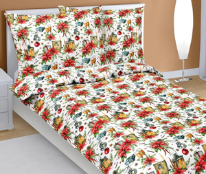 Bellatex Povlečení bavlněné Vánoce 140x200, 70x90 cm Hvězda vánoční