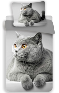 Povlečení micro 3D Grey cat 140x200+70x90 cm 