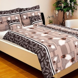 Povlečení bavlna Pírka hnědá 140x220+70x90 cm prodloužené