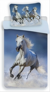 Jerry Fabrics povlečení bavlna fototisk Horses white 140x200 70x90 cm
