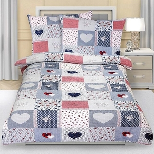 Bellatex povlečení krep modré srdce 140x200+70x90 cm 