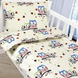 Bellatex dětské povlečení bavlna do postýlky Sovičky 90x135+45x60 cm 