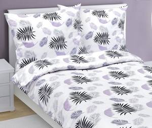 Bellatex Povlečení flanelové 140x200, 70x90 cm Peříčko fialová