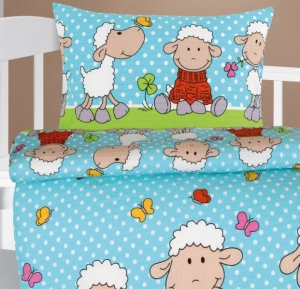 Bellatex Dětské povlečení krep Agáta 90x135 cm, 45x60 cm Ovečka