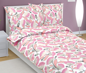 Bellatex Povlečení krepové 140x200, 70x90 cm Vějíř růžová