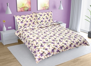 Bellatex Povlečení krepové 140x200, 70x90 cm Levandule fialová, žlutá