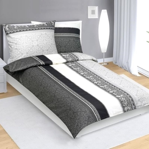 Bellatex povlečení bavlněný satén ornament šedý 140x200+70x90 cm