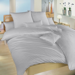 Dadka povlečení krep Puntík bílý na šedém 140x200+70x90 cm 