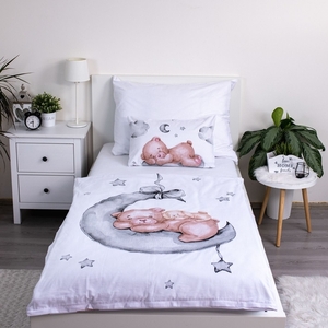 Jerry fabrics povlečení do postýlky Medvídek Ribbon baby 100x135 + 40x60 cm 