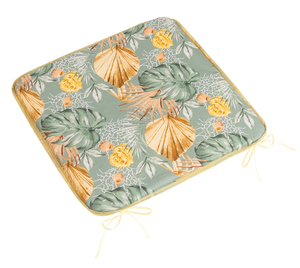 Bellatex Sedák Adéla hladký 40x40 cm hladký Monstera, růže žlutá, šedí, béžová