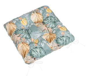 Bellatex Sedák Adéla prošívaný 40x40 cm prošívaný Monstera, růže žlutá, šedí, béžová