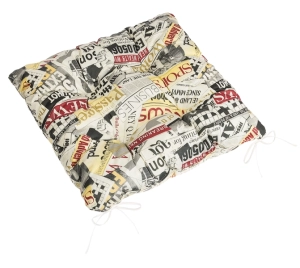 Bellatex Sedák Adéla prošívaný 40x40 cm Noviny Červená,Černá,Bílá
