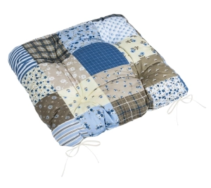 Bellatex Sedák Adéla prošívaný 40x40 cm Patchwork Modrá