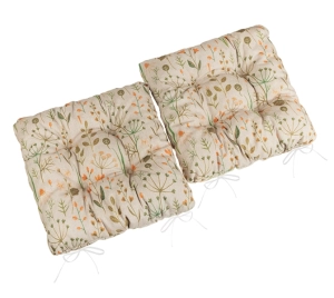 Bellatex Sedák Dita prošívaný SET 2ks 40x40 cm Větvička Oranžová,Zelená,Béžová