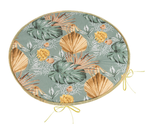 Bellatex Sedák Adéla kulatý hladký průměr 40 cm Monstera, růže žlutá, šedí, béžová