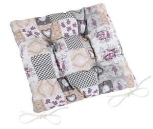 Bellatex Sedák DITA prošívaný 40x40 cm prošívaný Patchwork love šedá, béžová, vínová