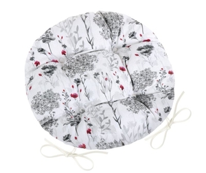 Sedák DITA kulatý prošívaný - průměr 40 cm - Větvičkašedá, červená, bílá