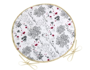 Sedák DITA kulatý hladký - průměr 40 cm - Větvička šedá šedá, červená, bílá